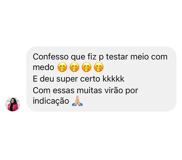 Print de mensagem de aluna relatando agendamentos e vendas